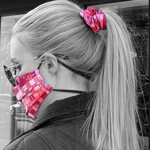 “Bolduc au Carre” Luxury Face Mask Handcrafted With Designer Scarf, 3 Layers